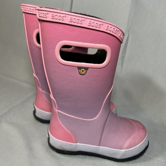 GIRLS BOGS PINK PURPLE RUBBER RAIN BOOTS, Toddler 8 5-3/4” Foot Length - Picture 1 of 11